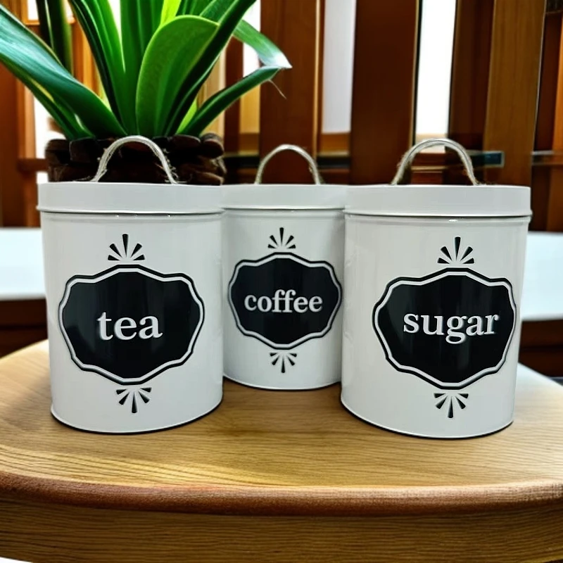 新疆包邮【白色调料罐三件套】中式陶瓷调料罐带盖手工釉下彩储物罐