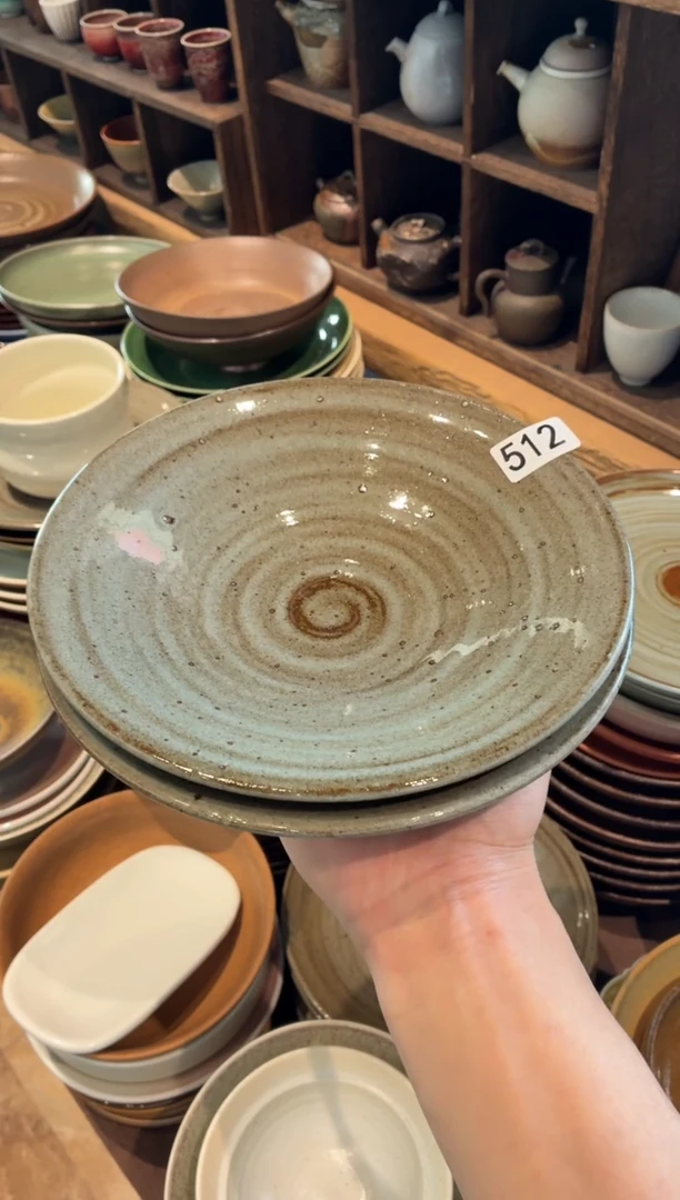 瓷片猫*菜512灰麻点斗盘2个