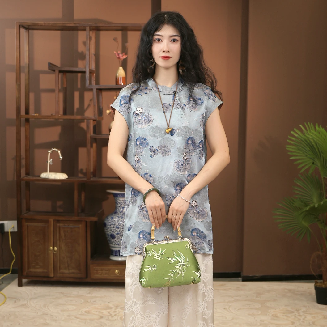【蒲澜游记】新中式国风夏季薄款唐装时尚气质无袖上衣-Y800