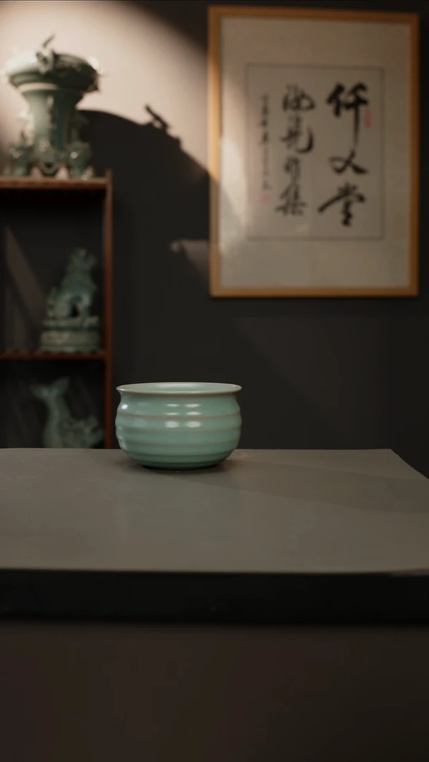 【闪购商品】杯仿古釉原矿  弦纹杯