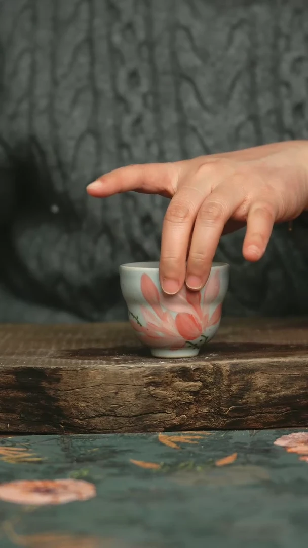 【闪购商品】瓷片杯釉下彩手工手绘同款陶器