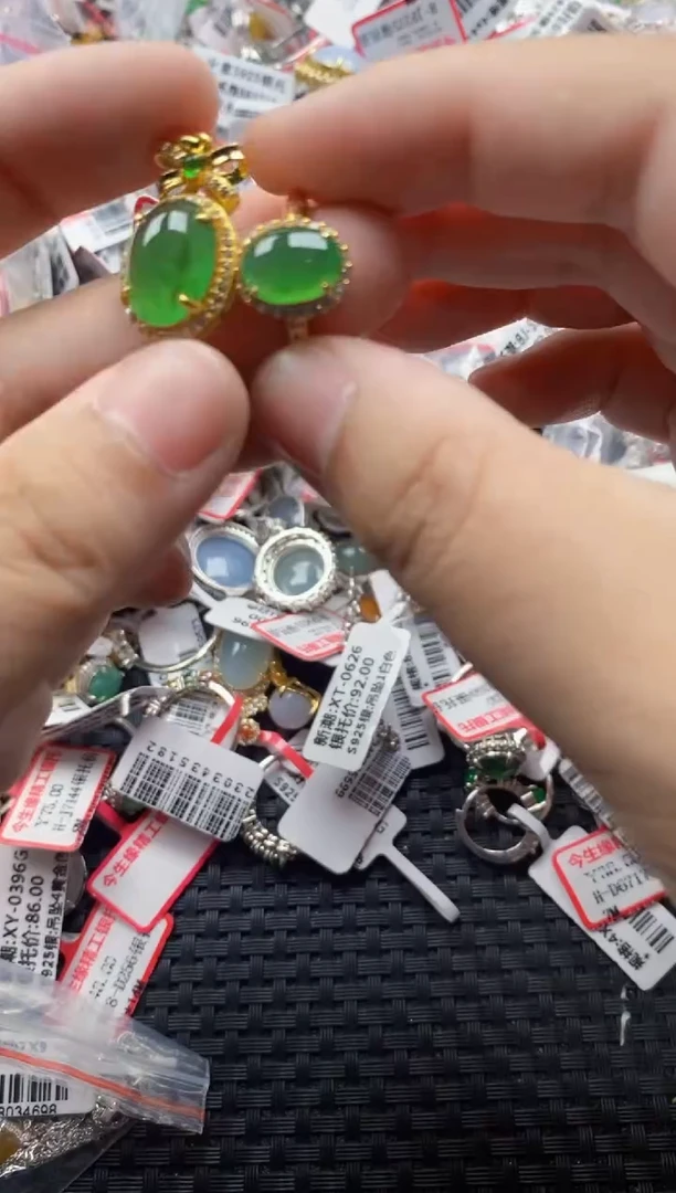 翡翠戒指银S925镶嵌555----2