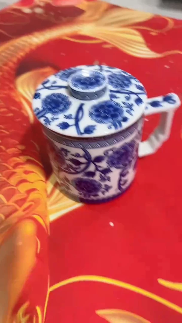 瓷片德艺茶器直播间@@青花办公杯
