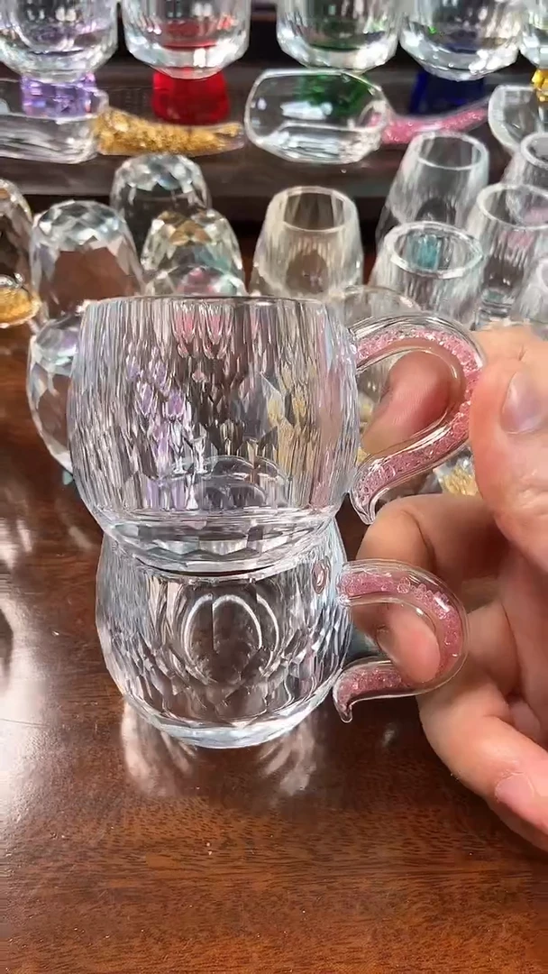 【闪购商品】玺宴新款水晶弯把小茶碗粉钻2个装
