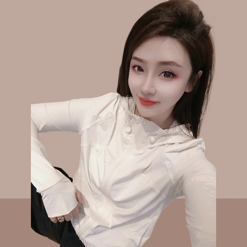 爆款休闲连帽长袖冰丝防晒衣女款2025夏季新款时尚修身百搭薄外套