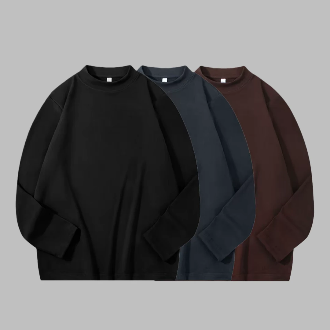 【森弟推荐】长袖T恤男士秋冬季2025新款双面暖绒纯色打底衫-ATM2