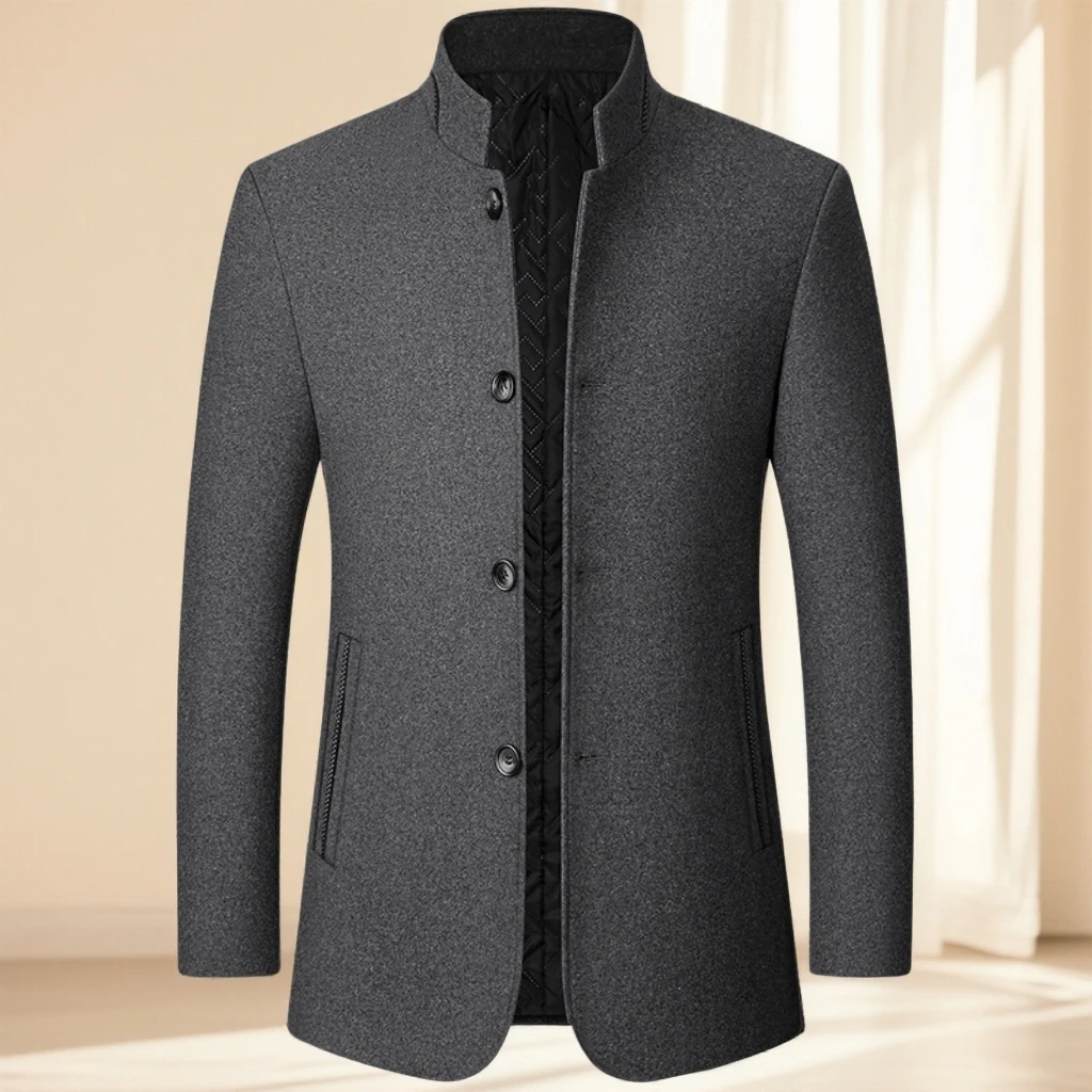 毛呢外套男短款秋冬季新款保暖男款男士呢大衣中年商务休闲爸爸装