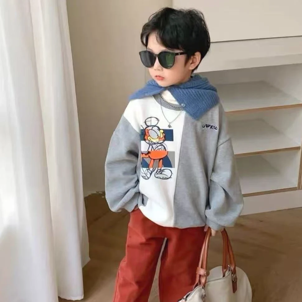 L194韩版假两件加绒卫衣