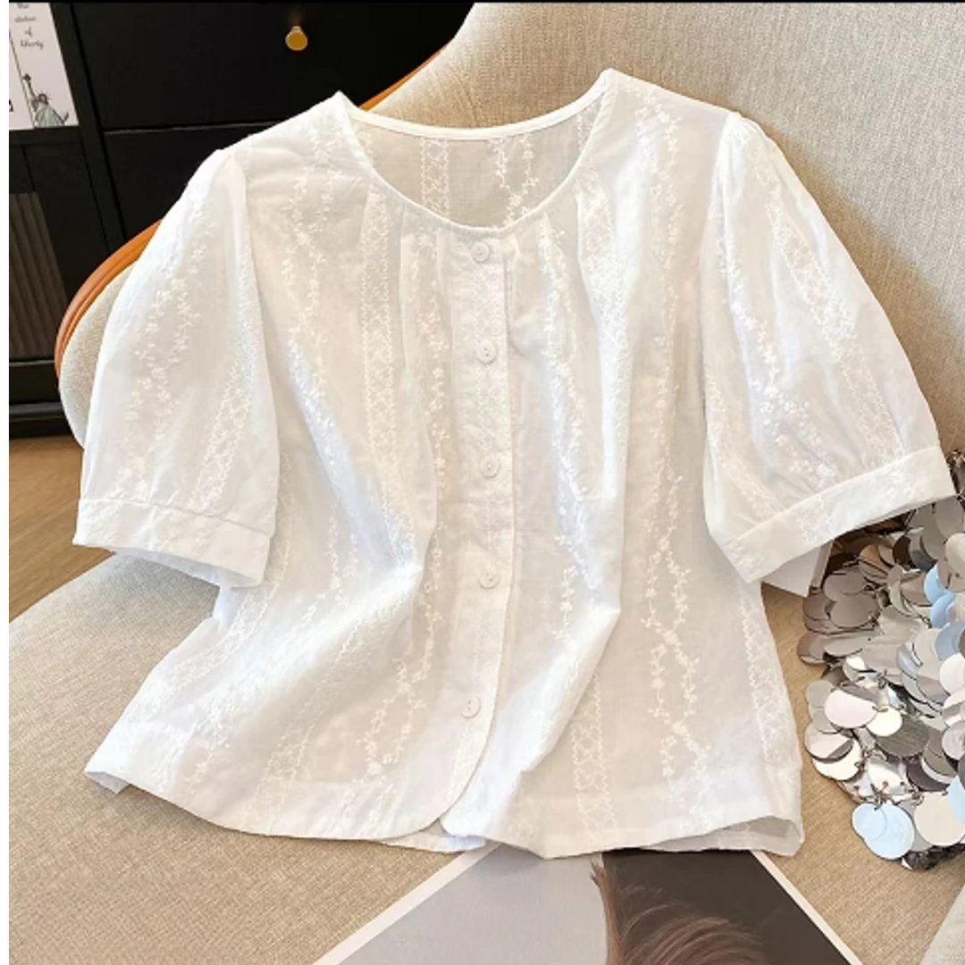 法式刺绣短袖衬衫（35）
