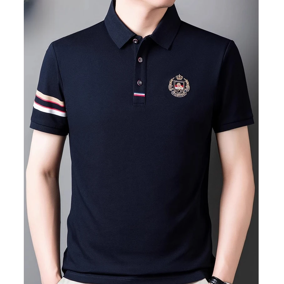 卓伊纳比刺绣男士POLO衫短袖T恤夏季新款修身商务休闲上衣半袖T恤