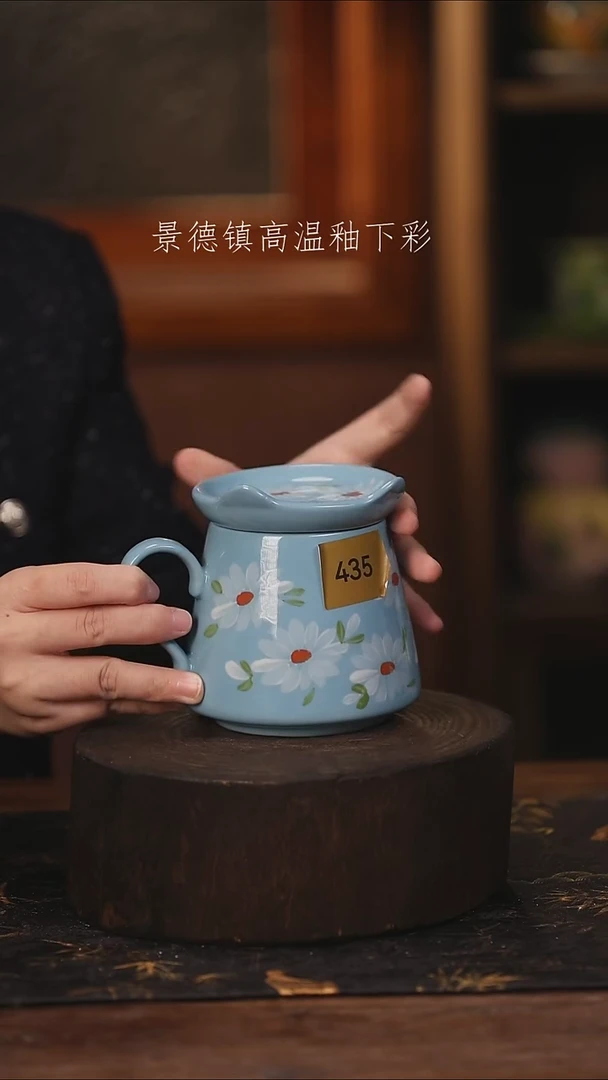 陶瓷景德镇高温釉下手绘陶瓷@L435@