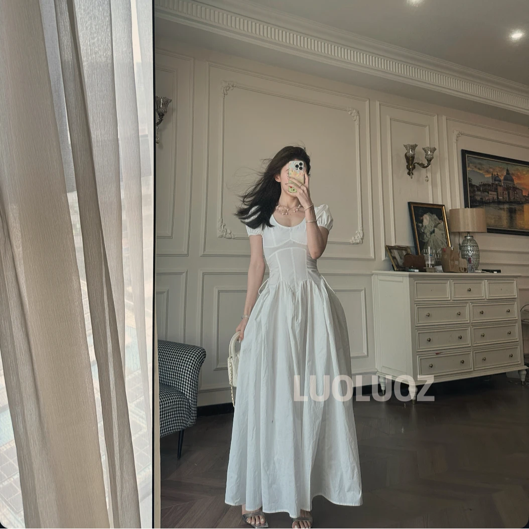 【现货】LUOLUOZ【爱意回响】全棉轻奢收腰女神范长款时尚连衣裙JF876