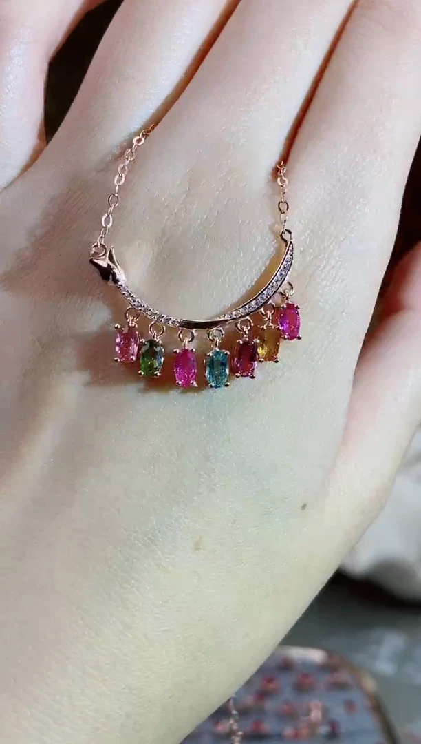 银S925镶嵌颈饰碧玺颈饰