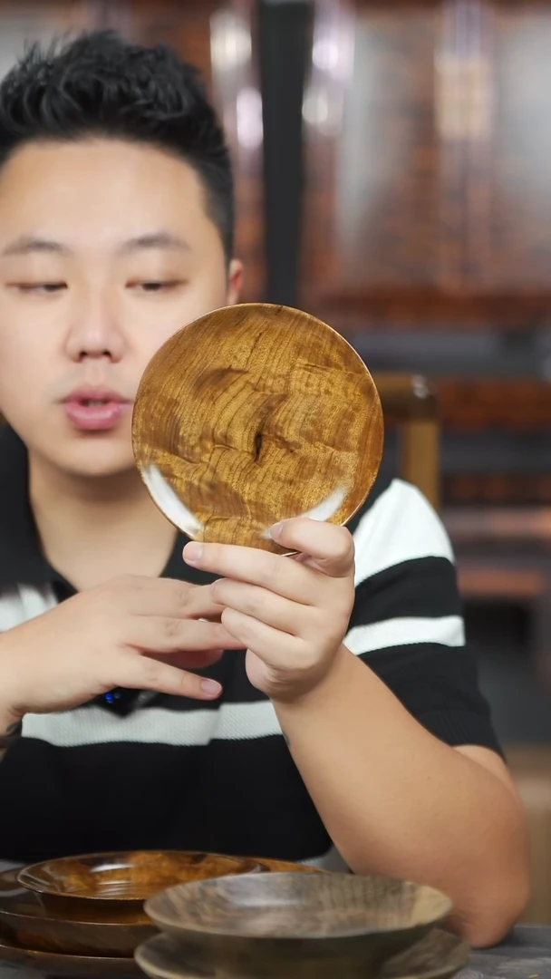 金丝楠415号阴沉满花手工大漆坚果盘14.7cm