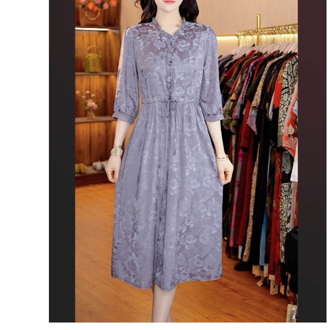 6228-30【乌梅紫】新款女士中袖连衣裙