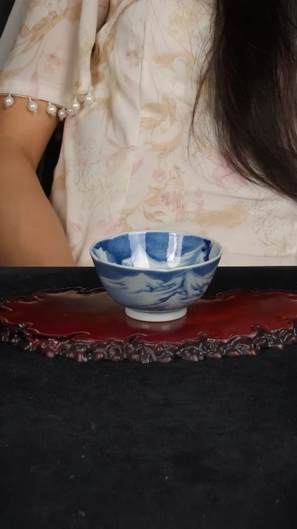 碗景德镇景琳藏花口雪景杯