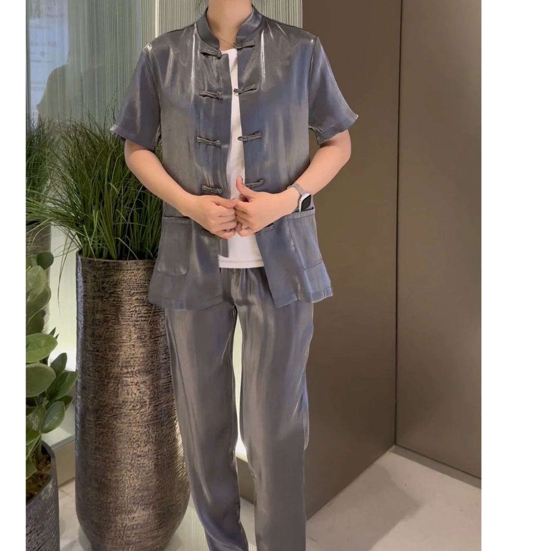 262501 816男士新款时尚潮流休闲百搭唐装套装