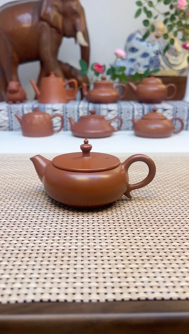 原矿朱泥全手 广圆壶 110cc