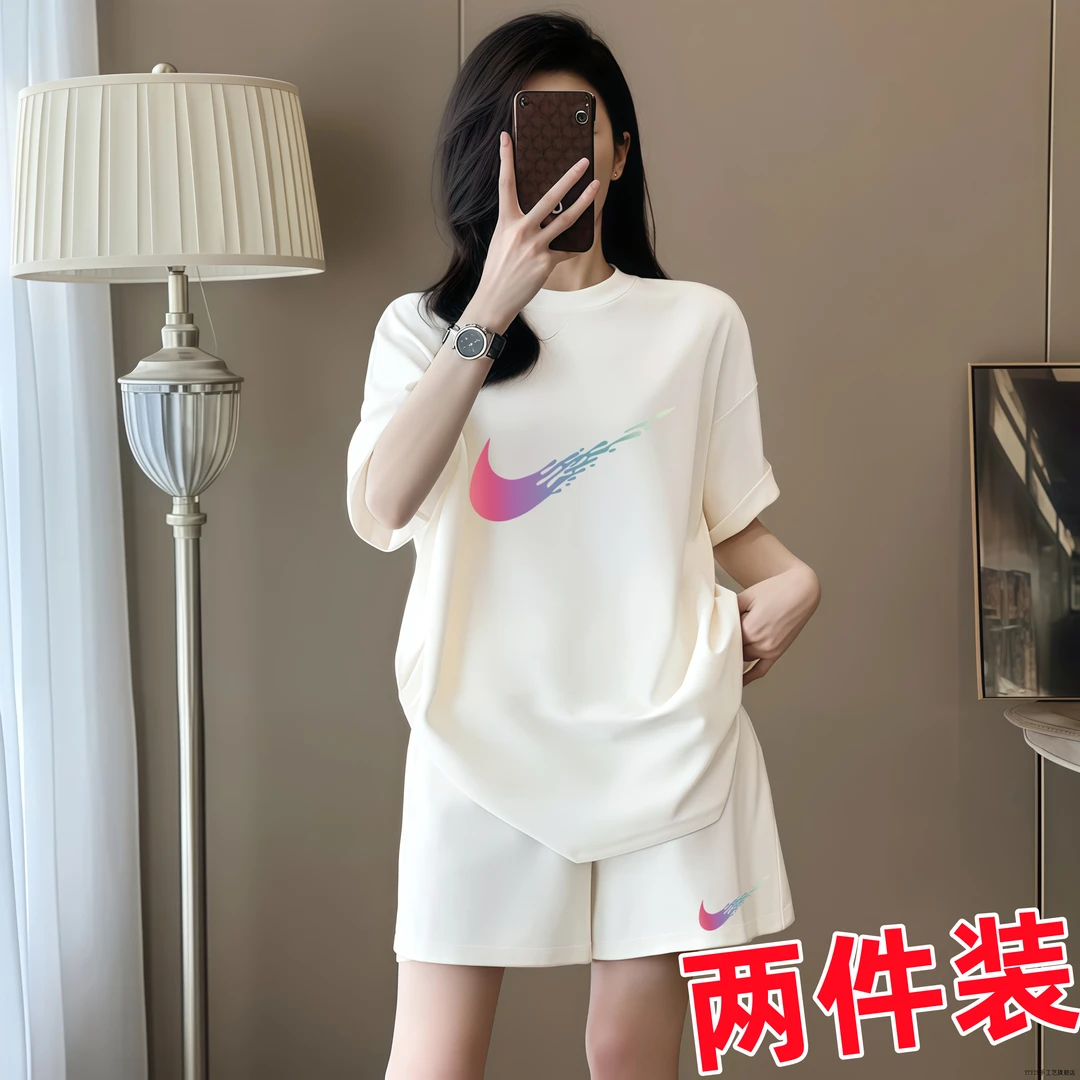 官方特许奥特莱斯旗舰店真品夏日情侣运动套装女短袖上衣休闲夏季