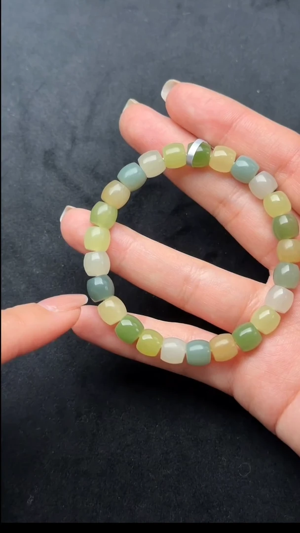 颈饰未镶嵌和田玉047-多宝直切手串-8*7mm，25颗-N2261-1224