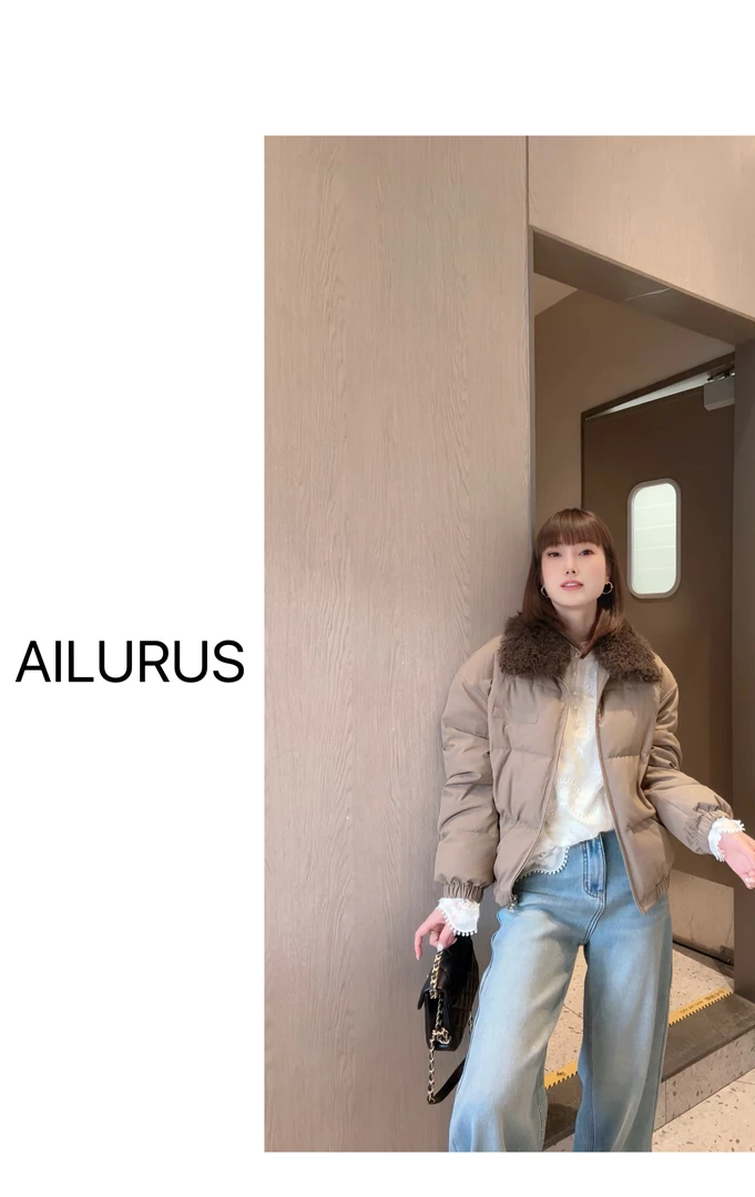 AILURUS【冬奢之恋】2025深圳欧货冬款鹅绒拼接毛领洋气外套