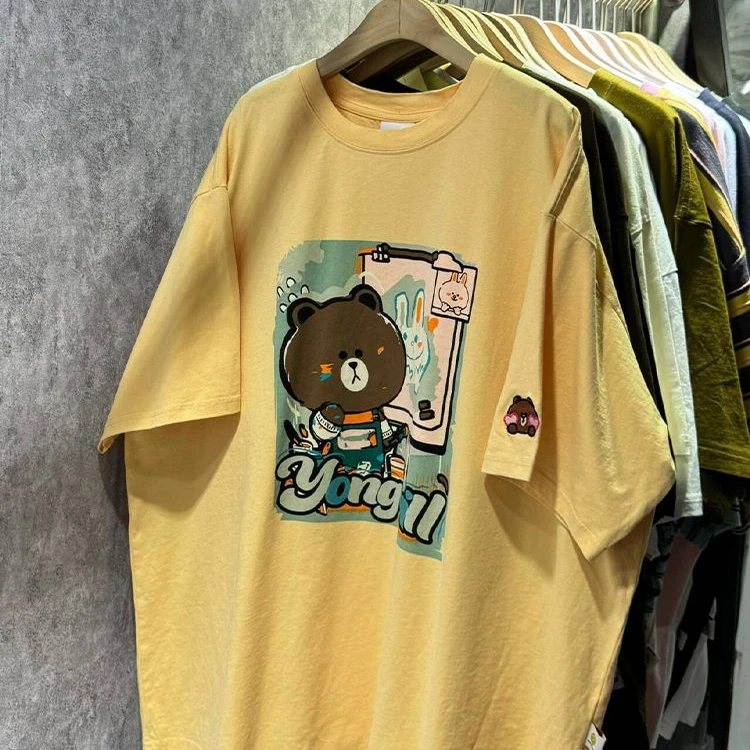 日系复古卡通T恤短袖女夏季宽松百搭胖mm2-300斤显瘦港风休闲上衣