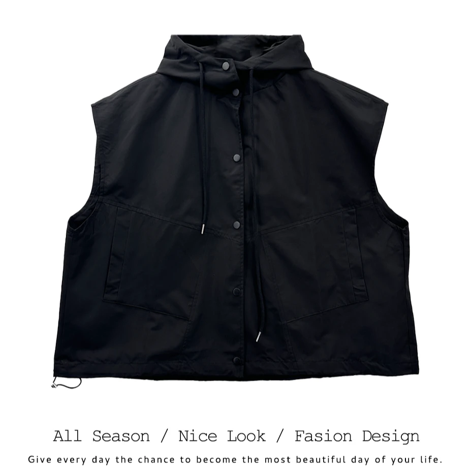 595 日系马甲宽松休闲短款百搭潮流叠穿小个子坎肩无袖上衣#6002