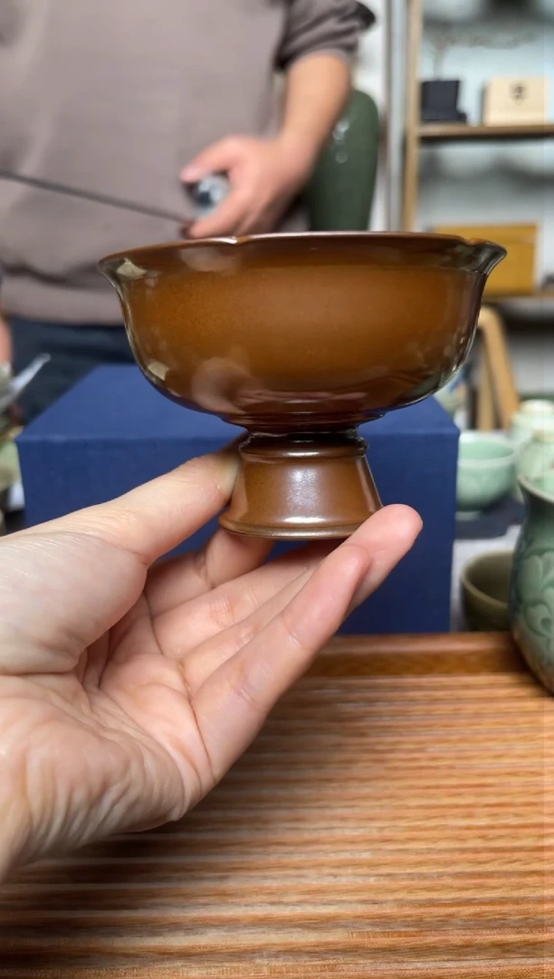 【闪购商品】其他耀州窑紫金釉高足杯纯手工