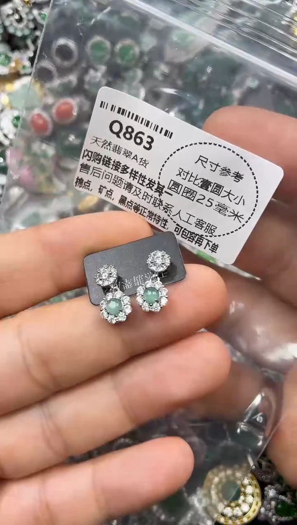 颈饰未镶嵌翡翠Q863耳钉