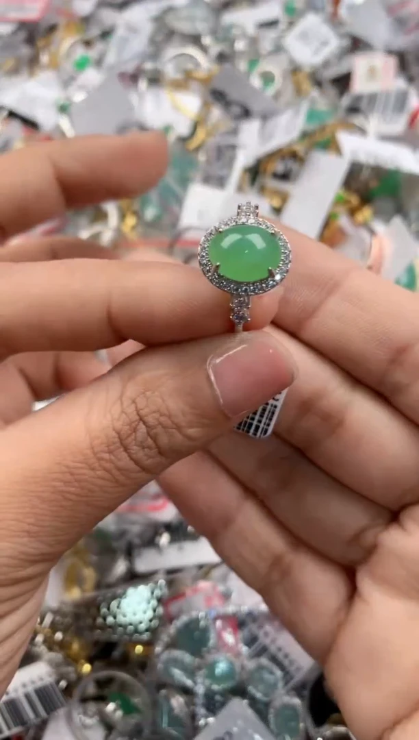 银S925镶嵌戒指翡翠4444-----5