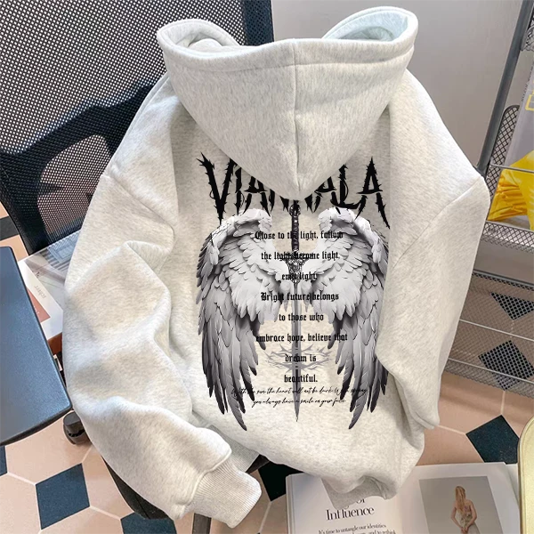 重磅500克纯棉连帽卫衣加绒加厚ins青春百搭宽松学生印花舒适硬挺