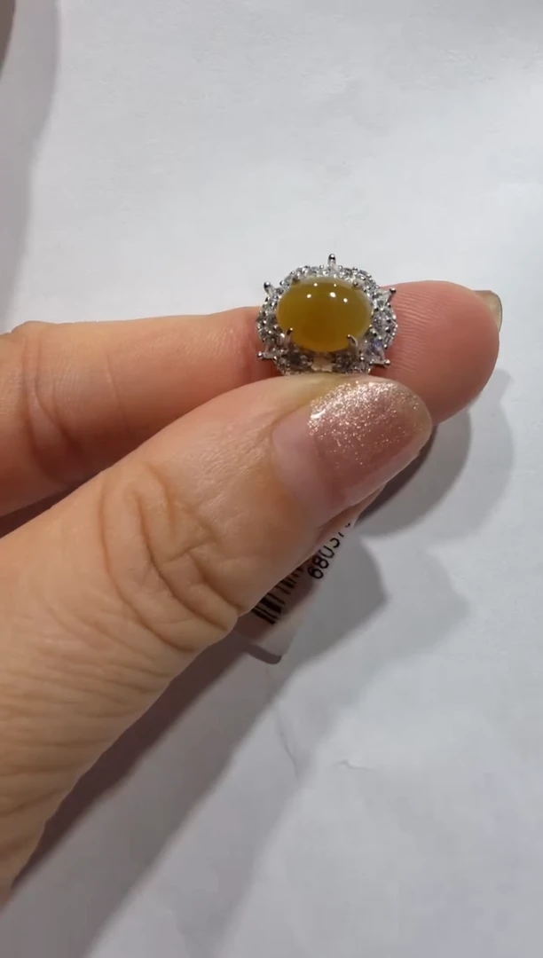 银S925镶嵌戒指翡翠缅甸A货翡翠戒指