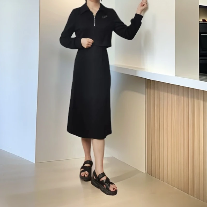 时尚简约减龄假两件女装连衣裙L955