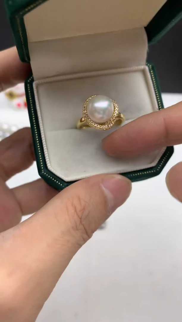 未镶嵌ff淡水珍珠白珠戒指