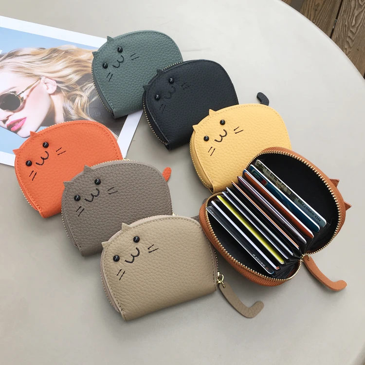 2025新款个性卡包女式小巧超薄款防消磁猫咪可爱风琴精致多卡位