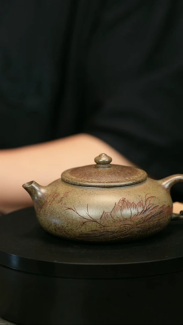 茶壶紫砂小*总H2028李琴柴烧莲花寒江