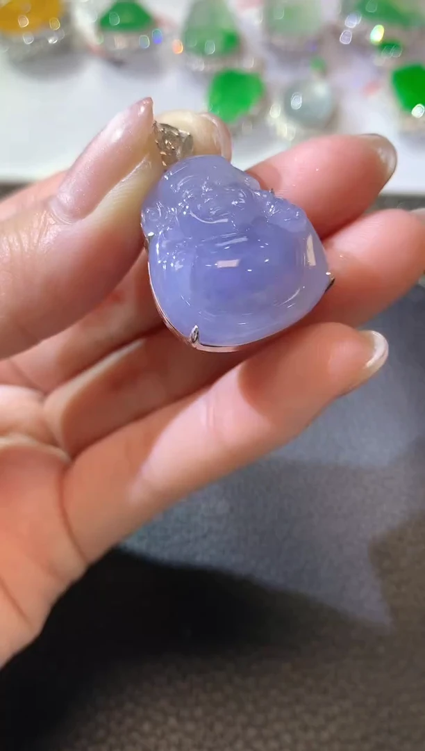 【闪购商品】翡翠吊坠(不含链)18K金镶嵌C57紫货有一定色差