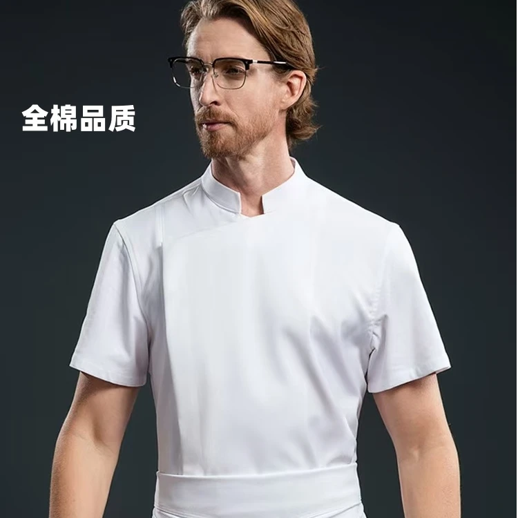 厨师长袖大偏襟纯棉酒店餐饮饭店后厨房总厨制服工作厨师工作服