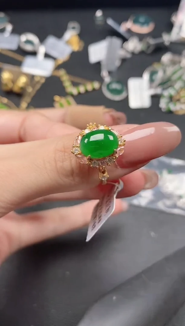 翡翠戒指银S925镶嵌51511