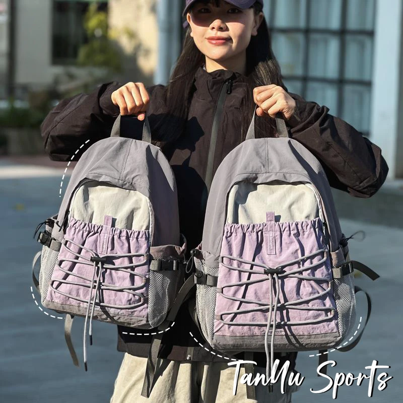 探屿户外旅游背包女轻便登山包大学生双肩包小众设计感休闲背包女