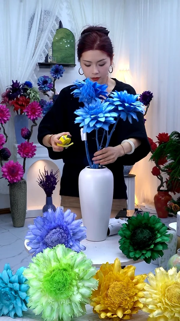 永生洋蓟蓝色6头【微瑕】9840