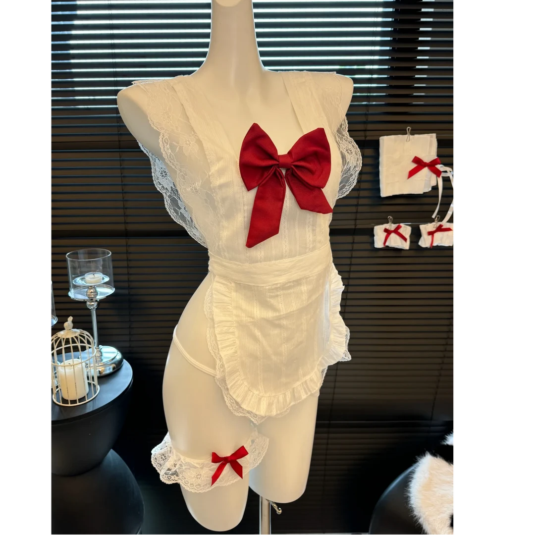 80穿到200斤薄款蕾丝蝴蝶结制服大码睡裙套装