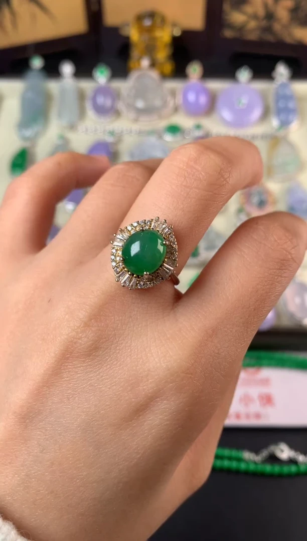 银S925镶嵌戒指翡翠戒指