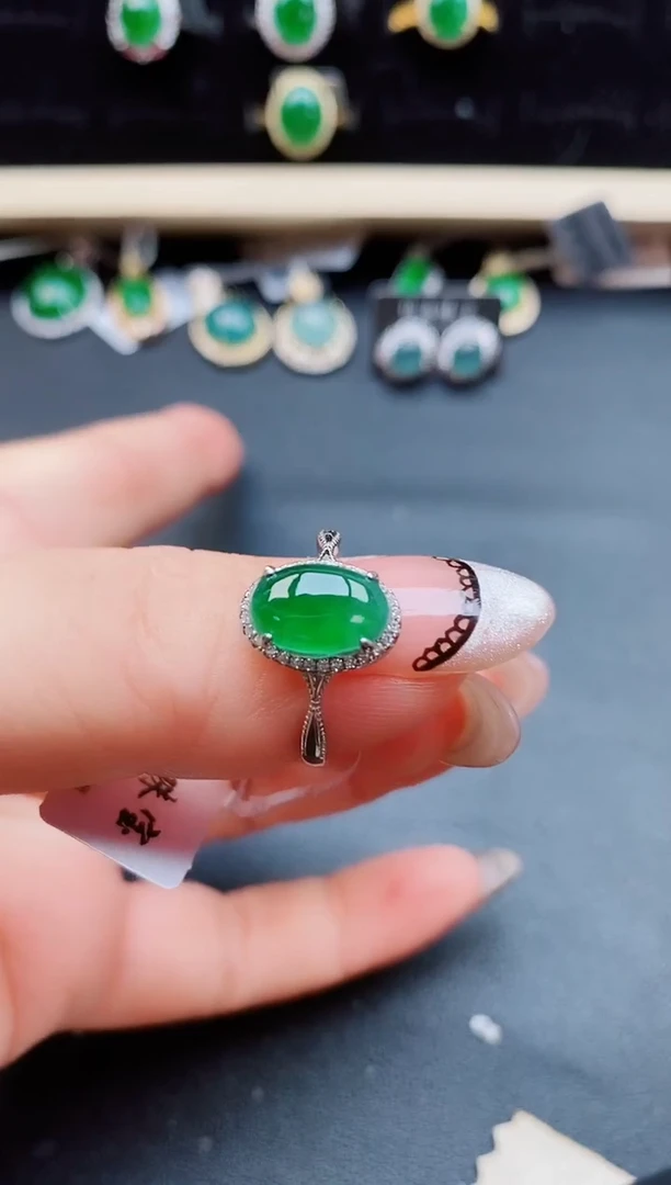 翡翠戒指银S925镶嵌508050