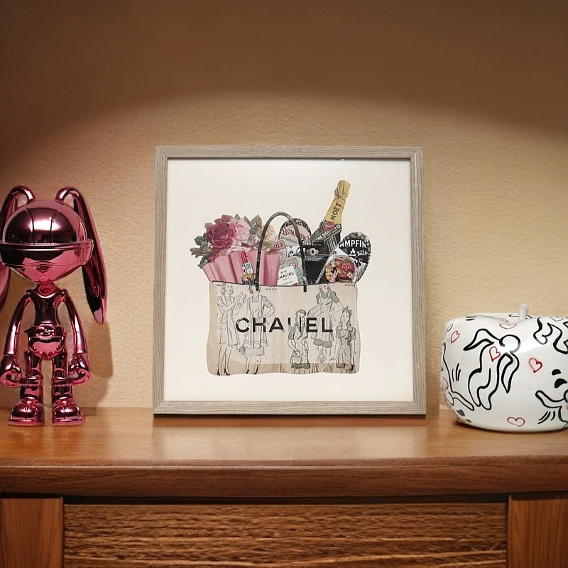 JOYMUSE乔缪斯 简约现代包包艺术拼贴实木框文创DIY装饰画-精装版