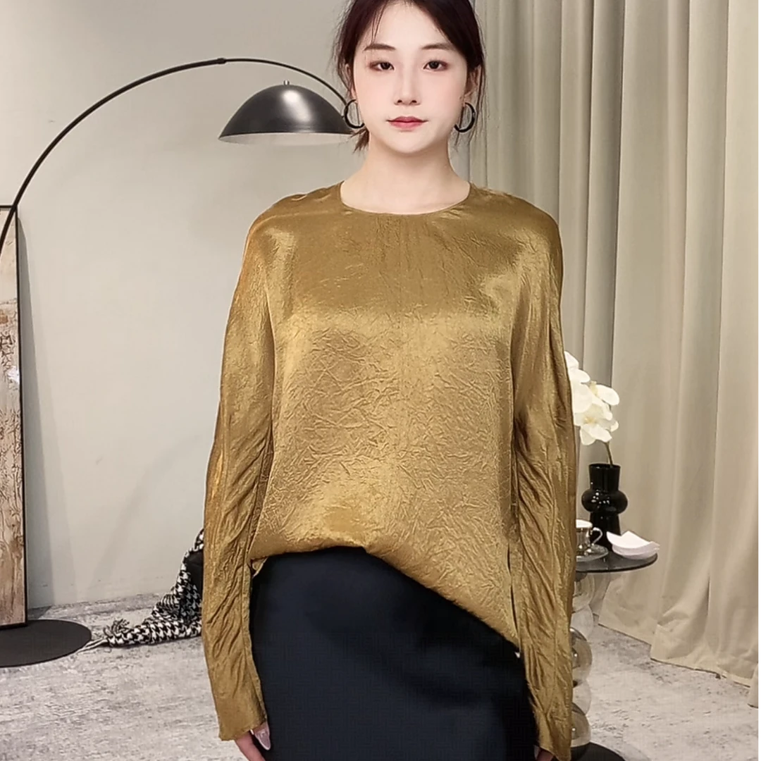 【燕子在南油】衣长63春夏季新款时尚百搭醋酸长袖衬衫上衣3778