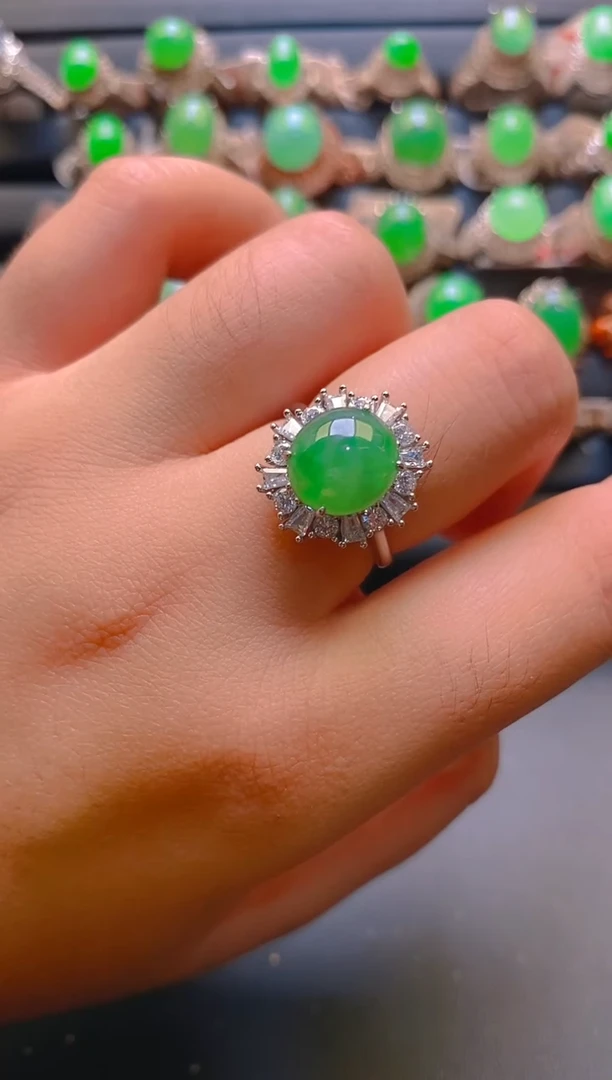 【闪购商品】翡翠耳饰银S925镶嵌天然A货翡翠1