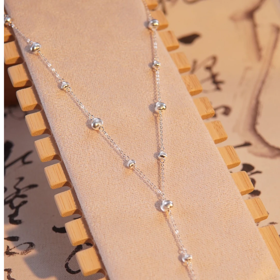 坠链均足银 苗人匠银坊 纯手工 时尚简约 轻奢猫眼套链