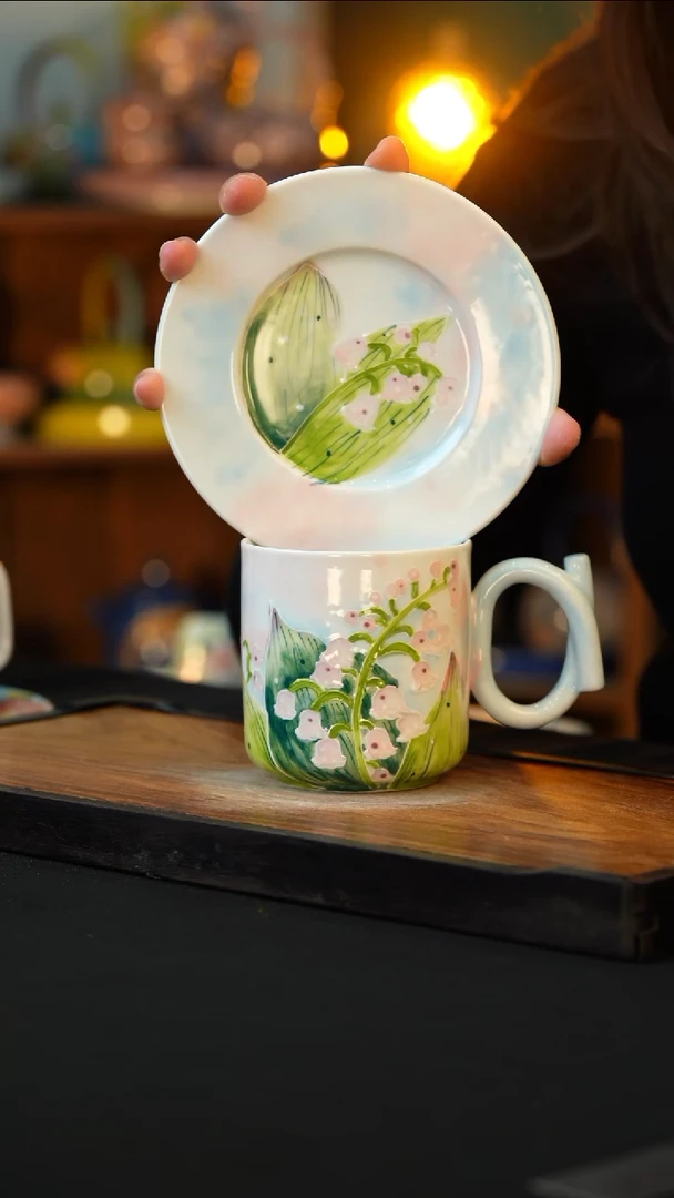 杯手绘心瓷陶瓷浮力