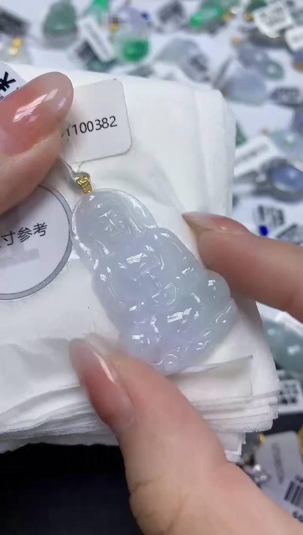 颈饰18K金镶嵌翡翠天然缅甸翡翠A货百元以上9元证书费自理